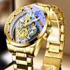 Men's Luxury Skeleton Watch – Automatic Quartz, Vintage Gold