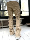 Men Trousers Individual Patched Pants Long Tight Fit Stacked Jeans